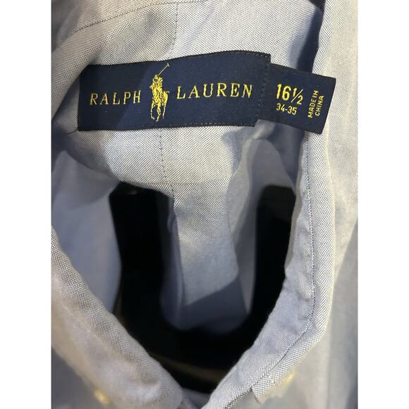 Ralph Lauren Blue Button Up Shirt Men's size 16.5 34/35 - Picture 3 of 3